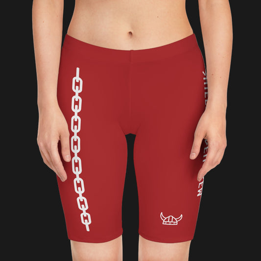 Berserker Gym Women’s Blood Red Performance Shorts | Chain & Shieldmaiden Crew Design