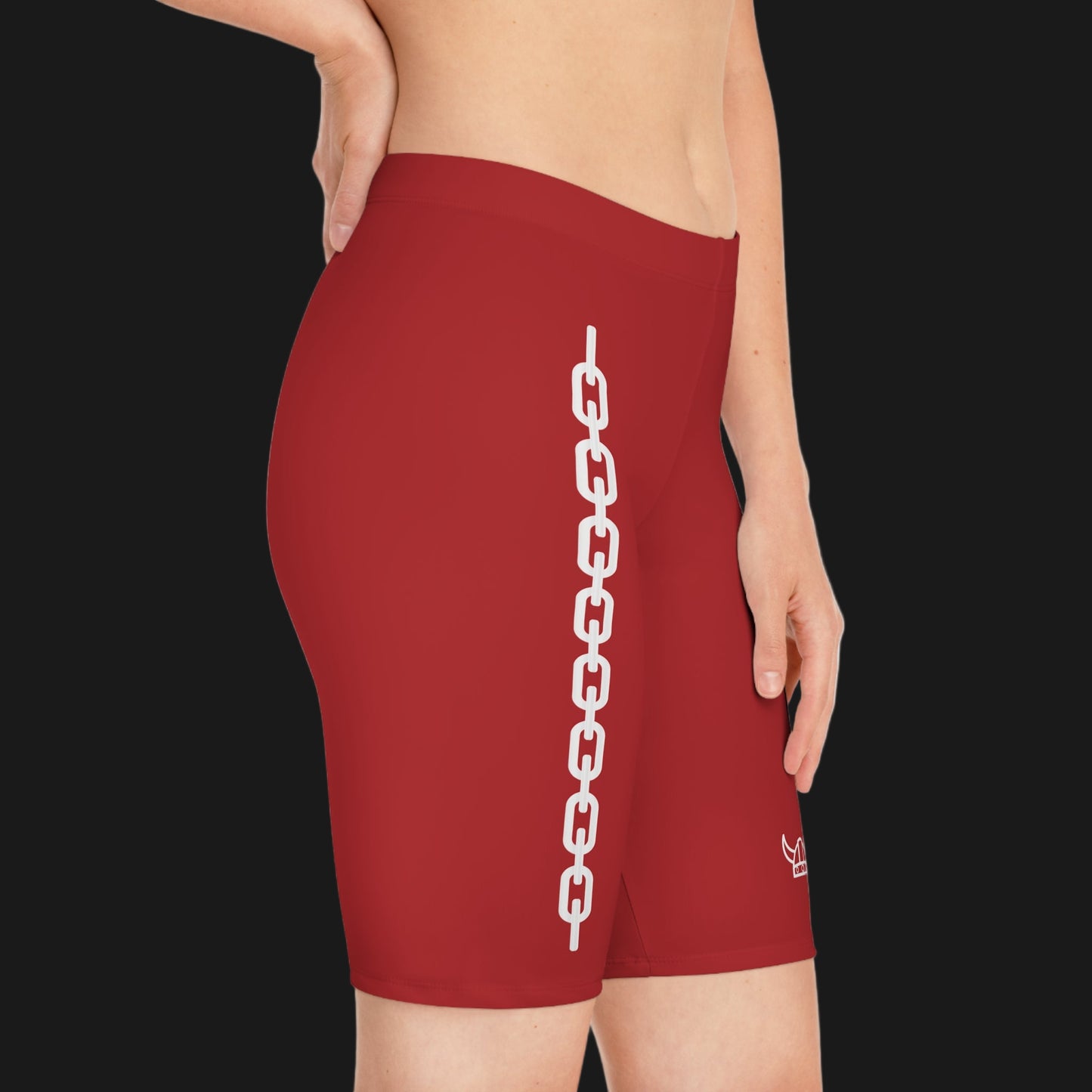 Berserker Gym Women’s Blood Red Performance Shorts | Chain & Shieldmaiden Crew Design