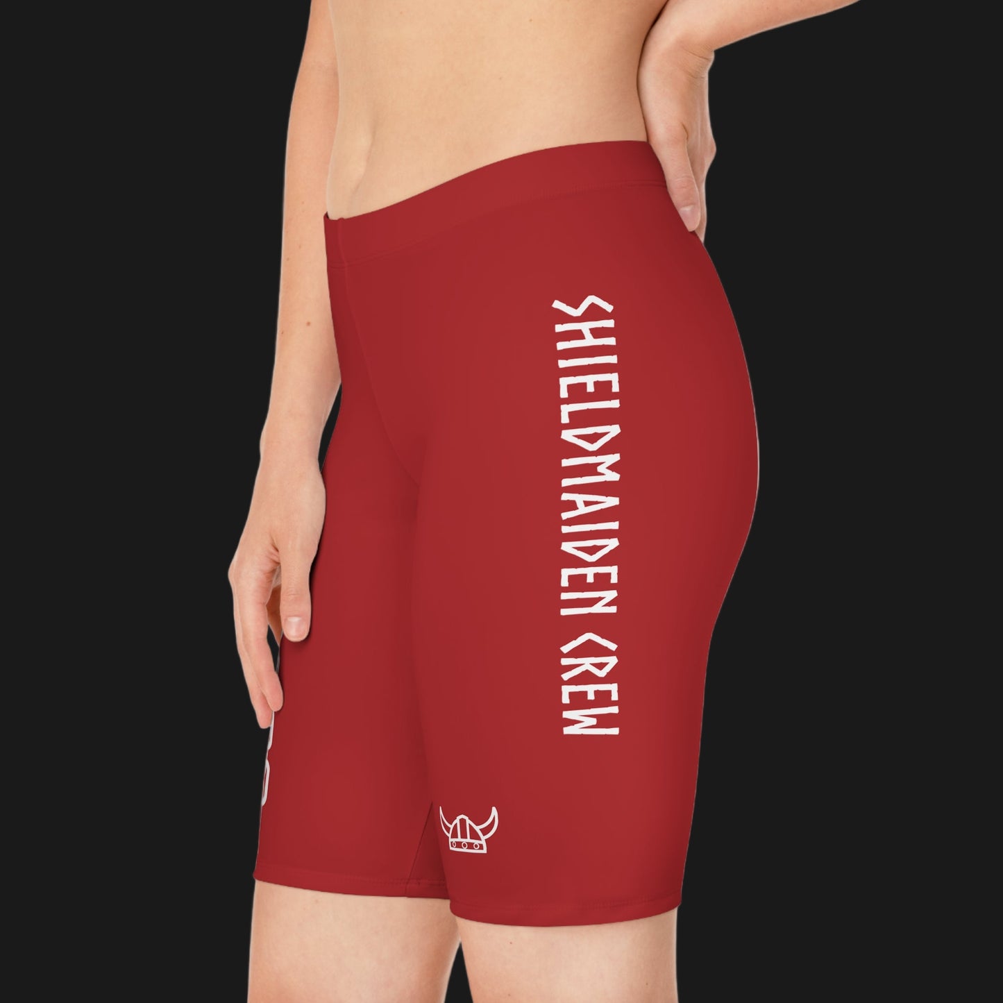 Berserker Gym Women’s Blood Red Performance Shorts | Chain & Shieldmaiden Crew Design