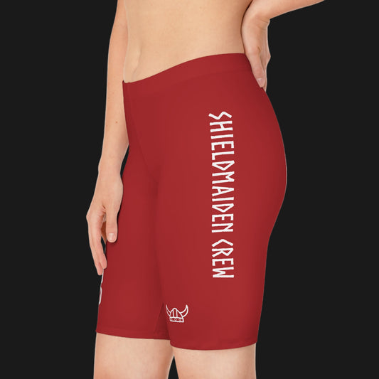 Berserker Gym Women’s Blood Red Performance Shorts | Chain & Shieldmaiden Crew Design