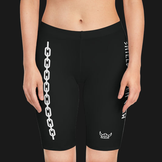 Berserker Gym Women’s Black Performance Shorts | Chain & Shieldmaiden Crew Design